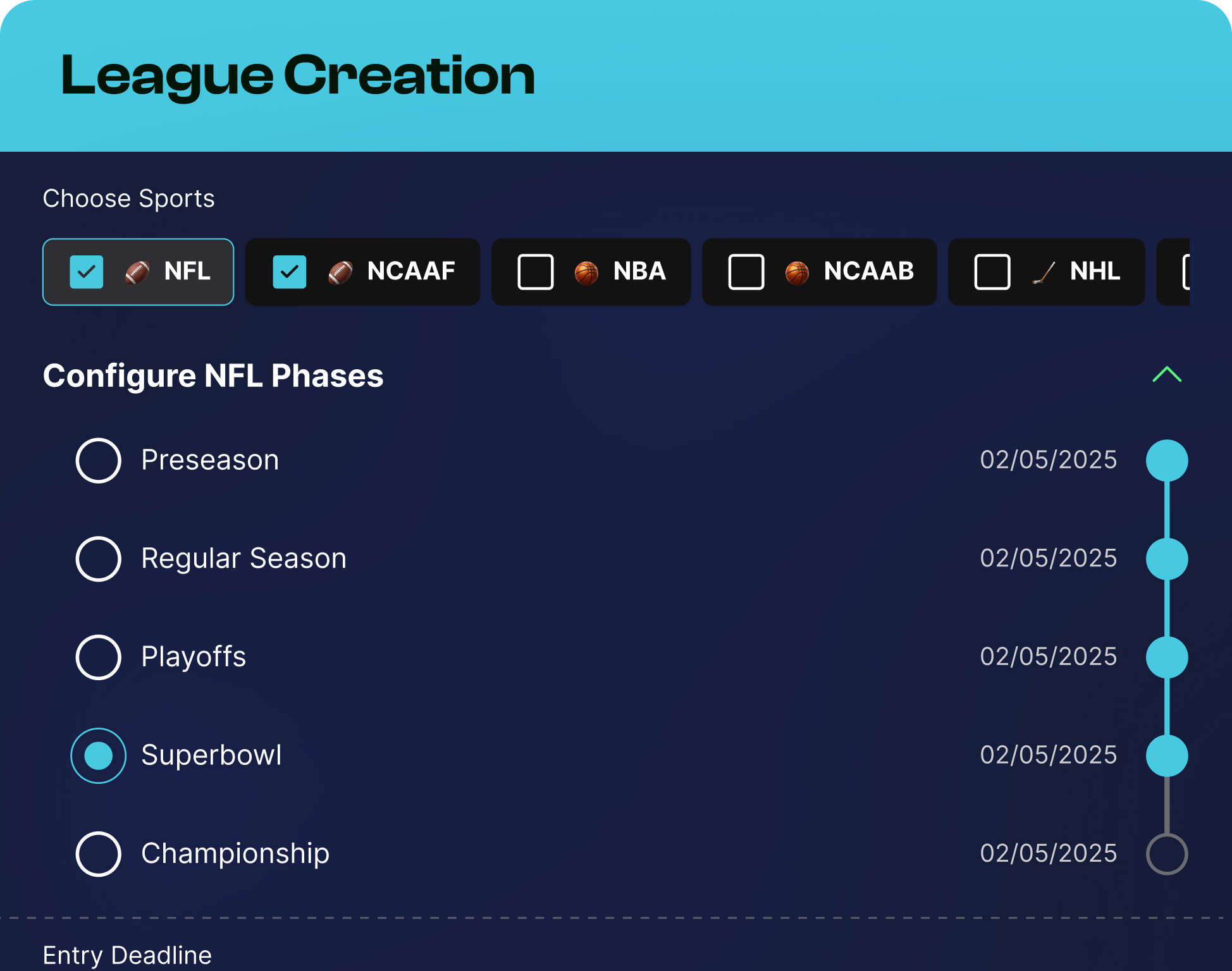 League Creation preview